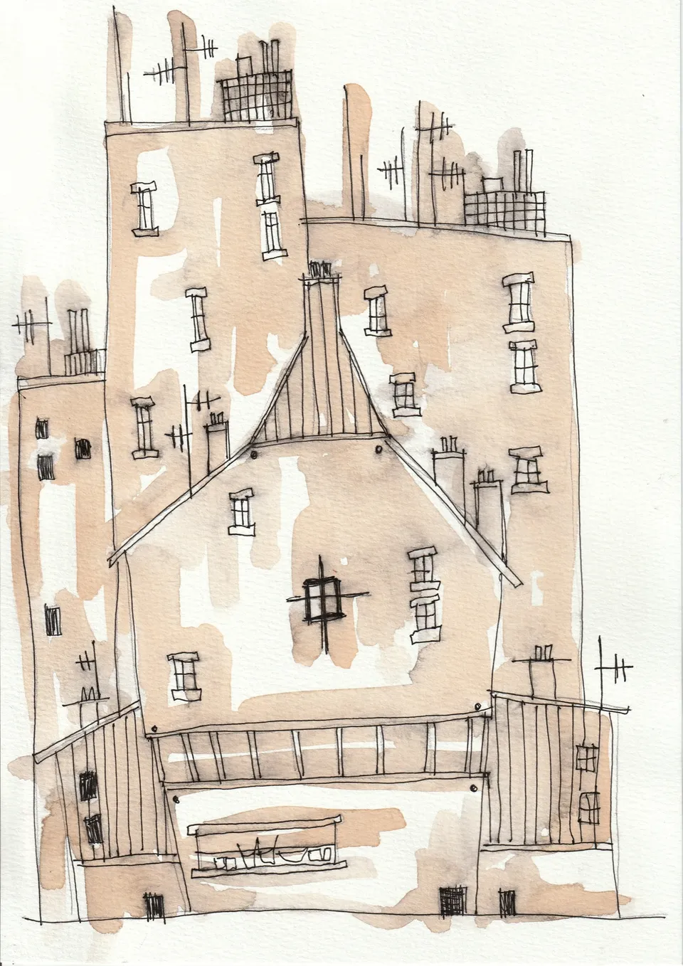 Momentos No. 5, ink and wash on paper