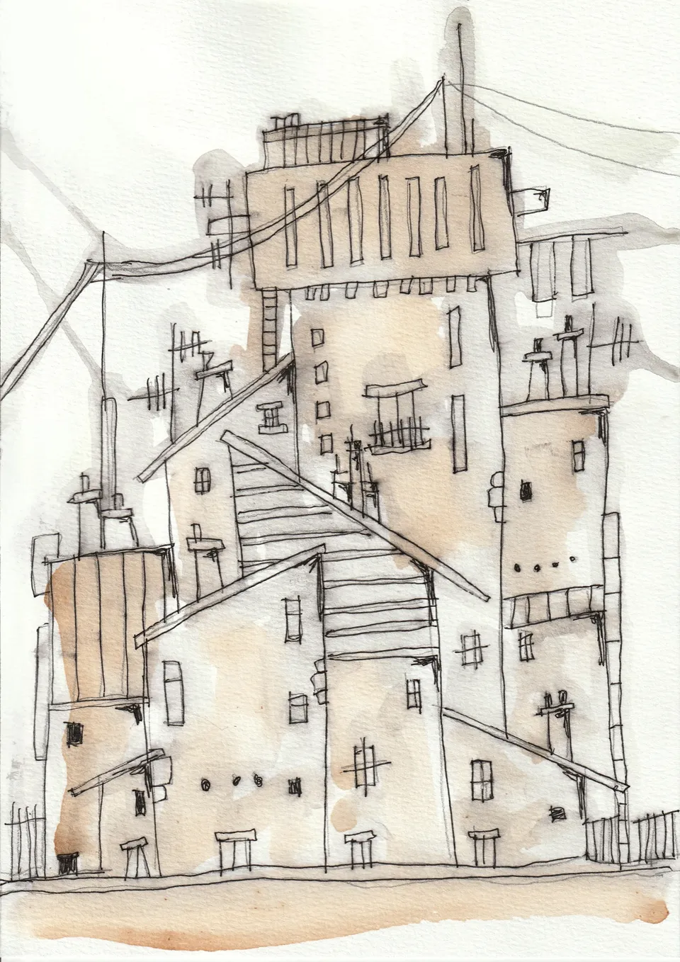 Momentos No. 6, ink and wash on paper