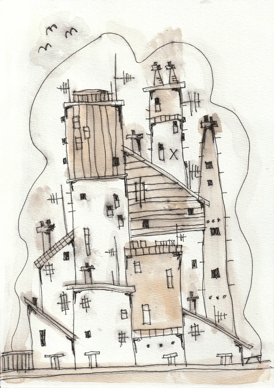 Momentos No. 8, ink and wash on paper