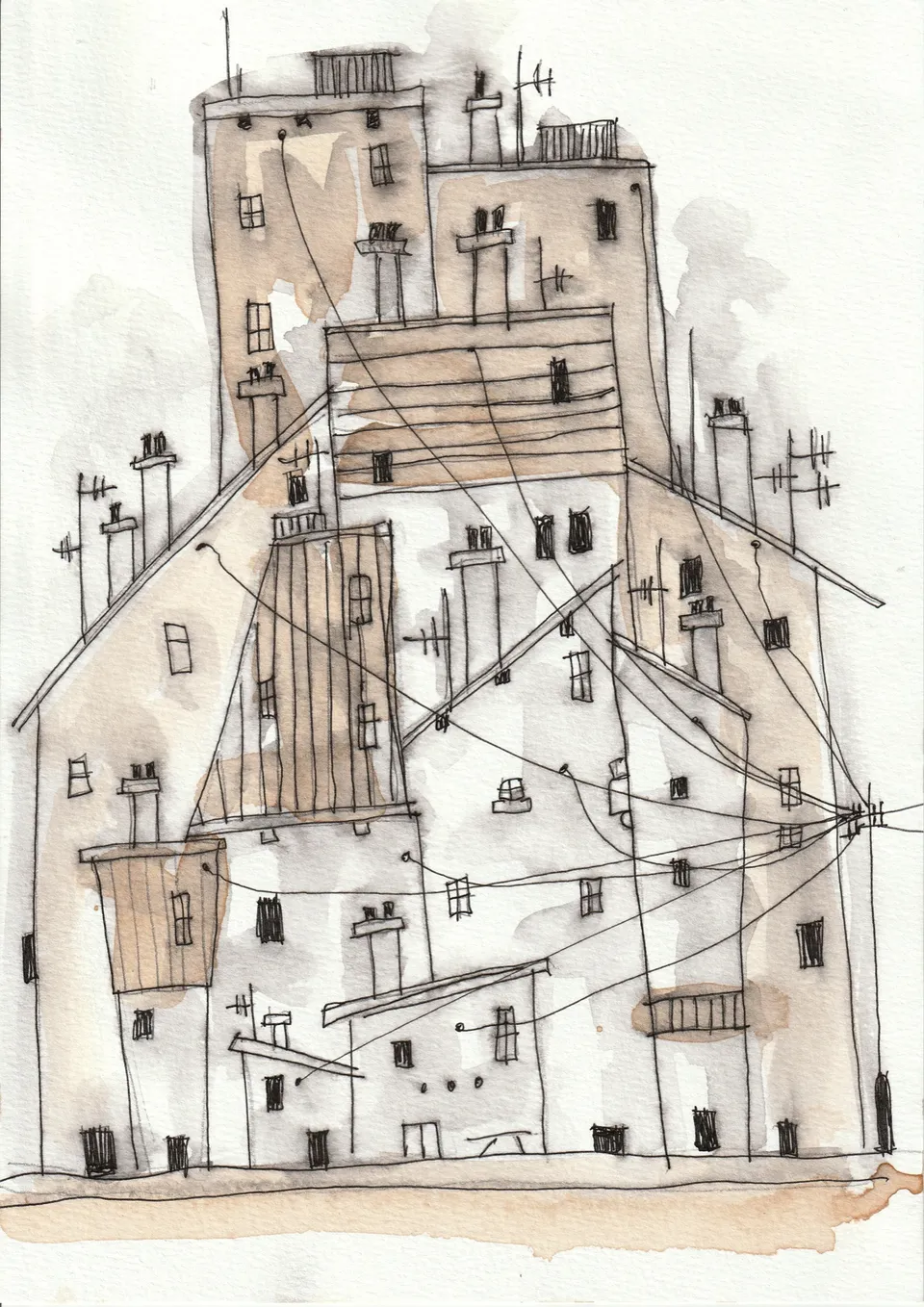 Momentos No. 10, ink and wash on paper