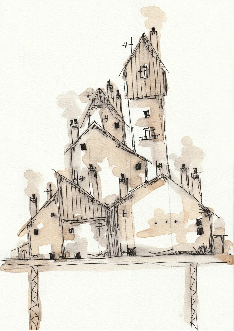 Momentos No. 17, ink and wash on paper